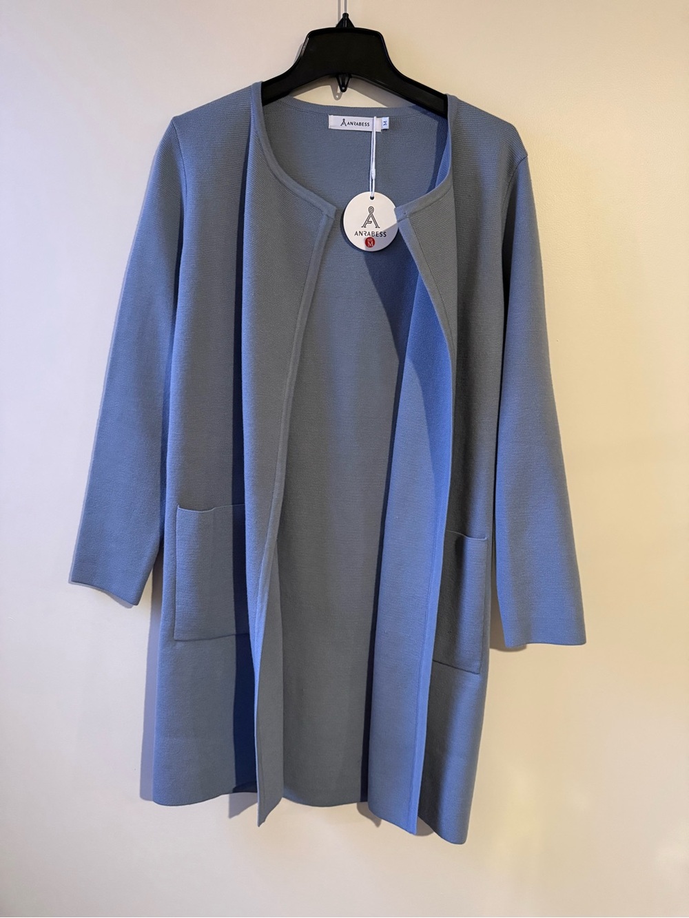 Anrabess Women’s Open-Front Cardigan in Dusty Blue